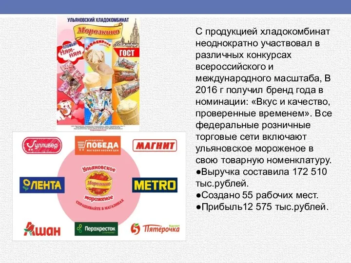 С продукцией хладокомбинат неоднократно участвовал в различных конкурсах всероссийского и международного