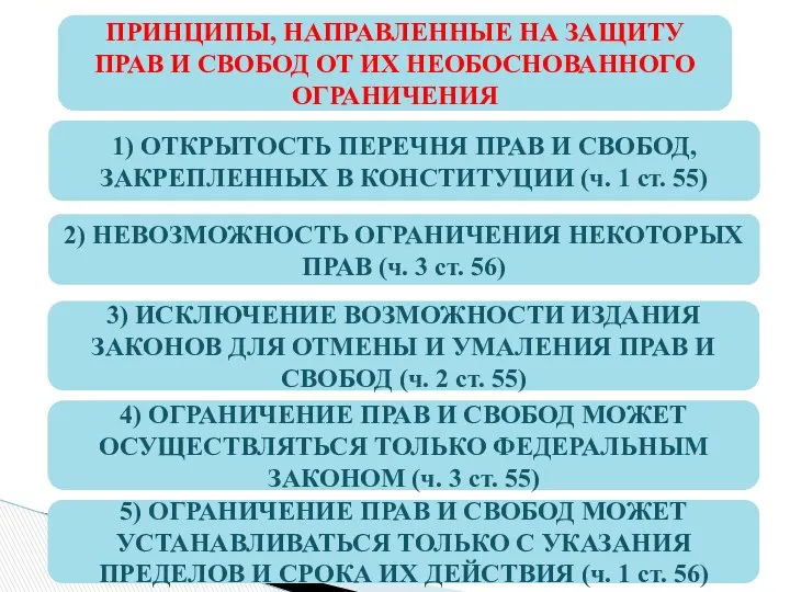 ПРИНЦИПЫ, НАПРАВЛЕННЫЕ НА ЗАЩИТУ ПРАВ И СВОБОД ОТ ИХ НЕОБОСНОВАННОГО ОГРАНИЧЕНИЯ