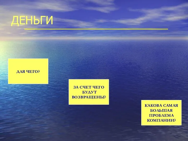 ДЕНЬГИ ДЛЯ ЧЕГО? ЗА СЧЕТ ЧЕГО БУДУТ ВОЗВРАЩЕНЫ? КАКОВА САМАЯ БОЛЬШАЯ ПРОБЛЕМА КОМПАНИИ?