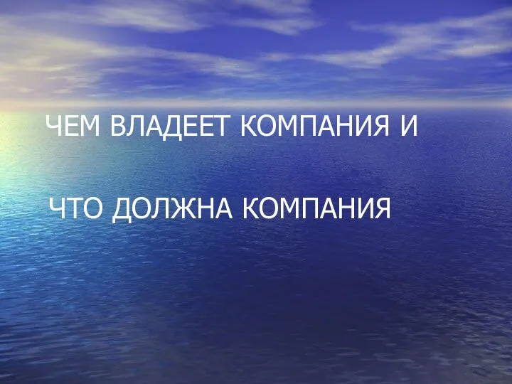 ЧЕМ ВЛАДЕЕТ КОМПАНИЯ И ЧТО ДОЛЖНА КОМПАНИЯ