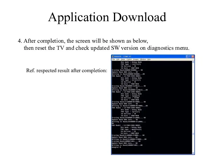 Application Download 4. After completion, the screen will be shown as