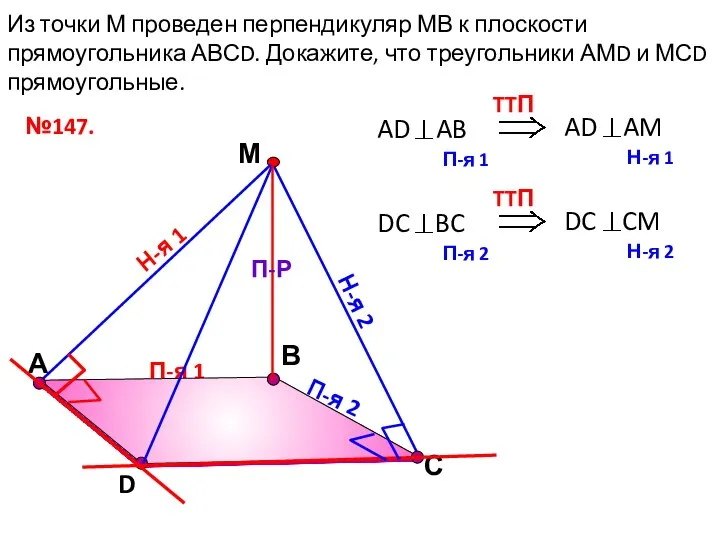 П-я 1 А В Из точки М проведен перпендикуляр МВ к