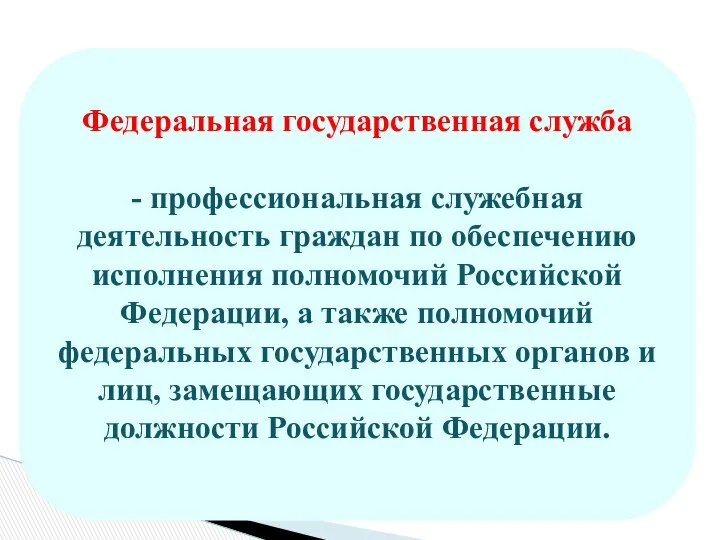 Федеральная государственная служба - профессиональная служебная деятельность граждан по обеспечению исполнения