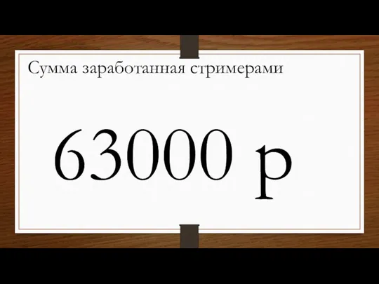 Сумма заработанная стримерами 63000 р