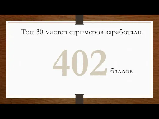 Топ 30 мастер стримеров заработали 402 баллов