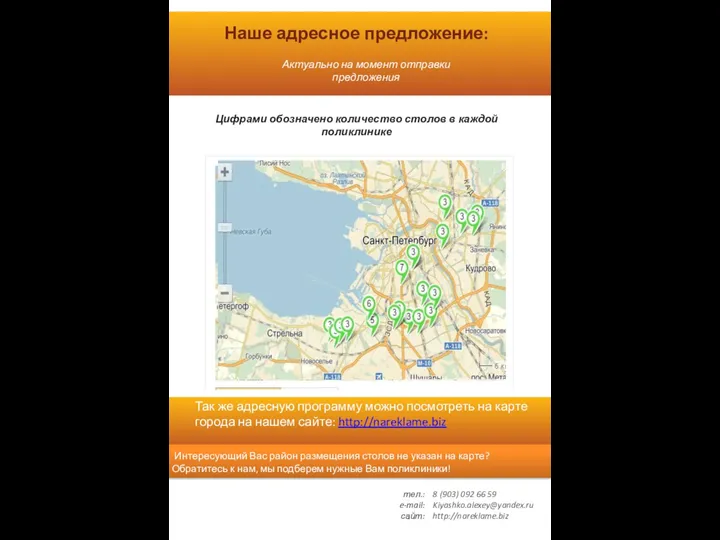 Наше адресное предложение: Актуально на момент отправки предложения Так же адресную