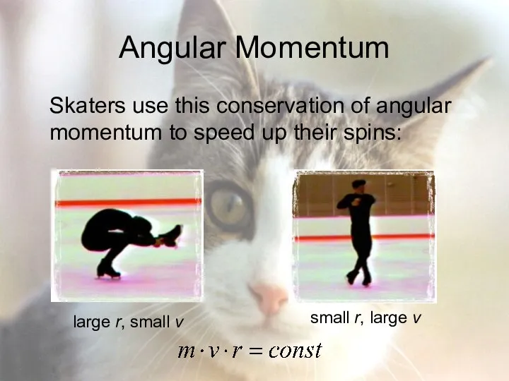 Angular Momentum Skaters use this conservation of angular momentum to speed