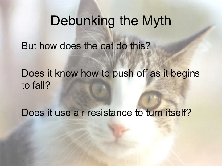 Debunking the Myth But how does the cat do this? Does