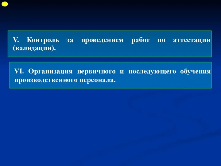 V. Контроль за проведением работ по аттестации (валидации). VI. Организация первичного