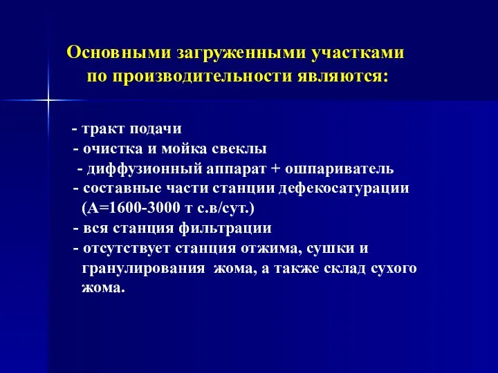 - тракт подачи - очистка и мойка свеклы - диффузионный аппарат