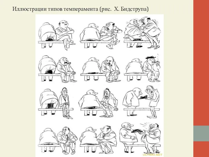 Иллюстрации типов темперамента (рис. Х. Бидструпа)