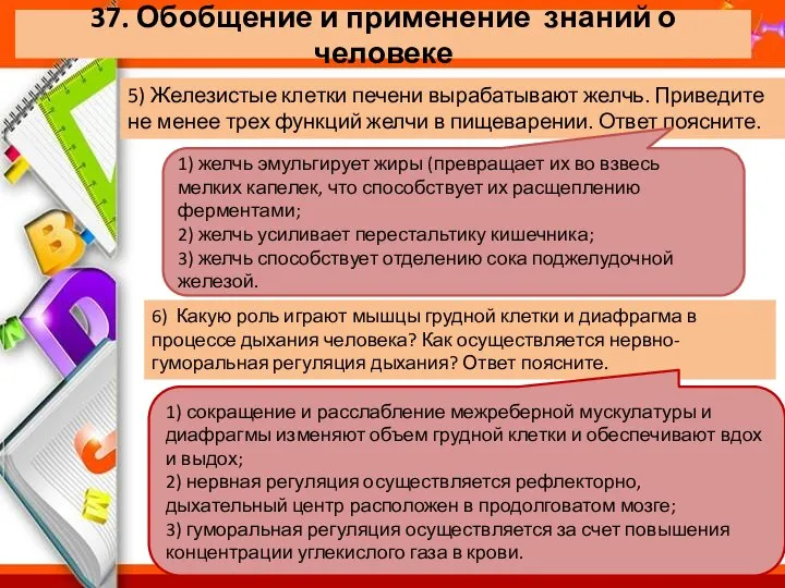 37. Обобщение и применение знаний о человеке 5) Железистые клетки печени