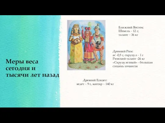 Меры веса сегодня и тысячи лет назад Древний Египет: кедет –