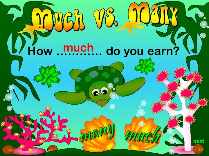 much How ………… do you earn? much next many