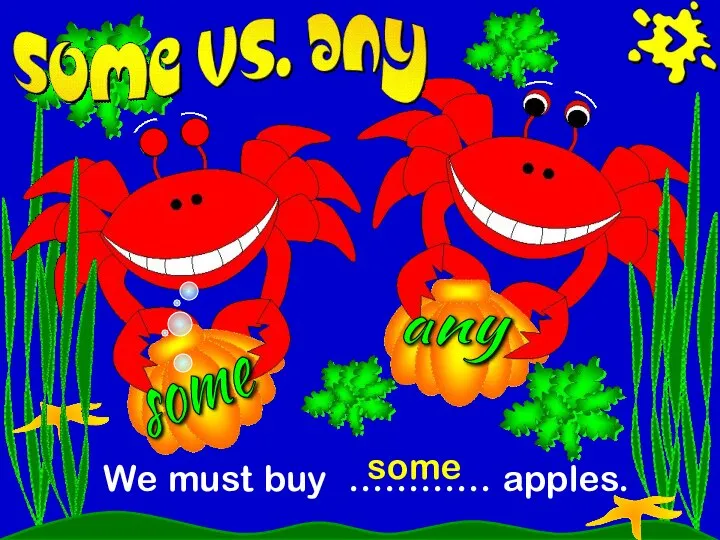 some any We must buy ………… apples. some