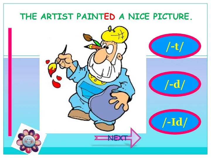 /-d/ /-t/ THE ARTIST PAINTED A NICE PICTURE. /-Id/ NEXT