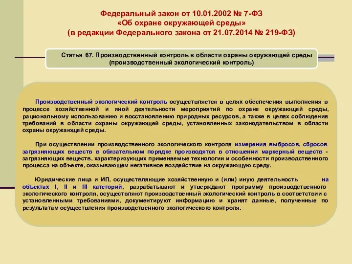 Федеральный закон от 10.01.2002 № 7-ФЗ «Об охране окружающей среды» (в