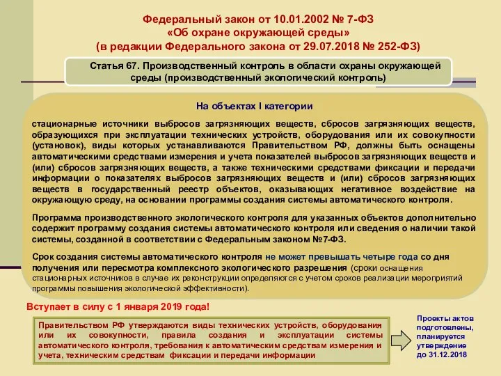 Федеральный закон от 10.01.2002 № 7-ФЗ «Об охране окружающей среды» (в