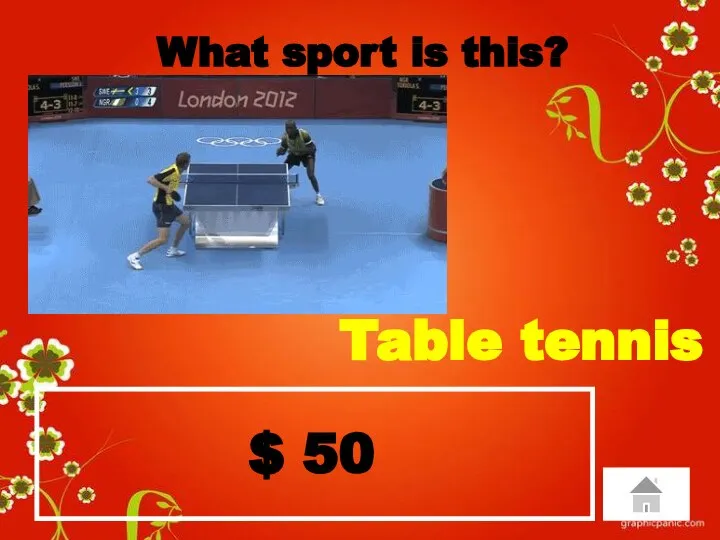 $ 50 What sport is this? Table tennis