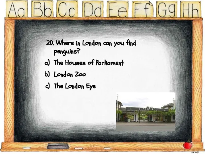 20. Where in London can you find penguins? The Houses of