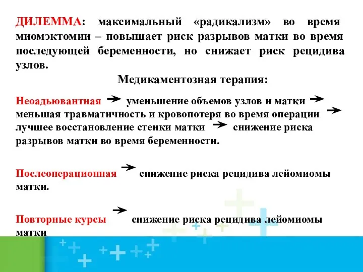 ДИЛЕММА: максимальный «радикализм» во время миомэктомии – повышает риск разрывов матки