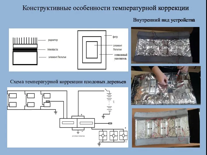 Схема температурной коррекции плодовых деревьев Конструктивные особенности температурной коррекции Внутренний вид устройства