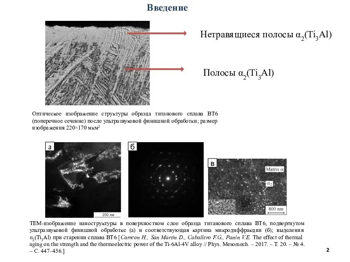 Введение Оптическое изображение структуры образца титанового сплава ВТ6 (поперечное сечение) после