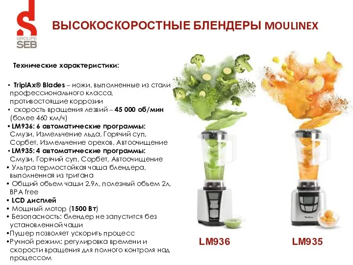 Технические характеристики: TriplAx® Blades – ножи, выполненные из стали профессионального класса,