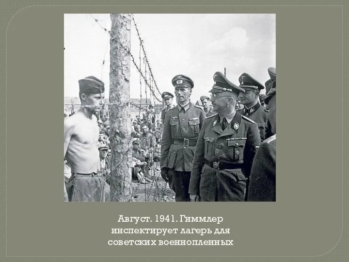 Август. 1941. Гиммлер инспектирует лагерь для советских военнопленных