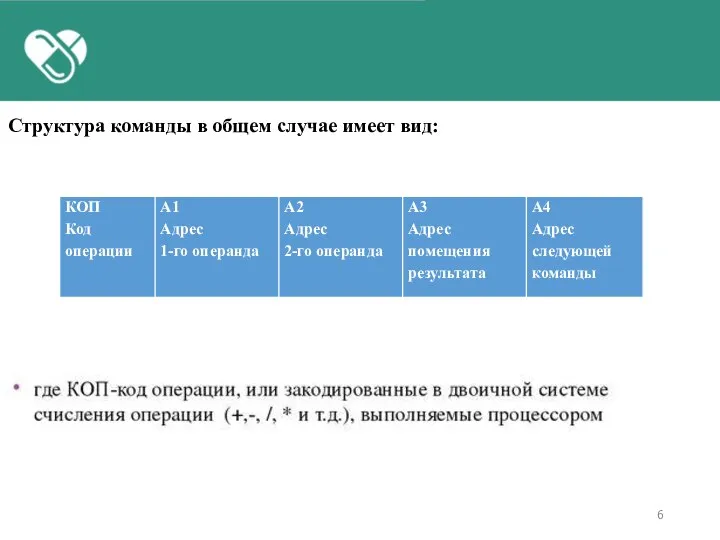 Структура команды в общем случае имеет вид: