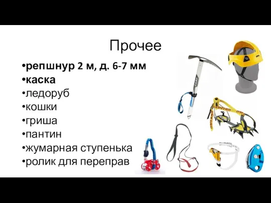 репшнур 2 м, д. 6-7 мм каска ледоруб кошки гриша пантин