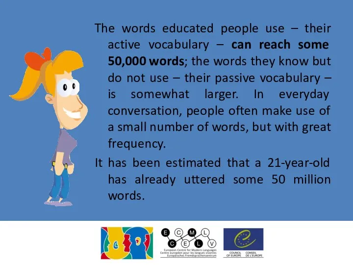 The words educated people use – their active vocabulary – can