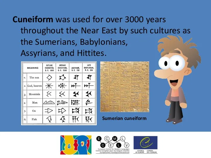 Cuneiform was used for over 3000 years throughout the Near East