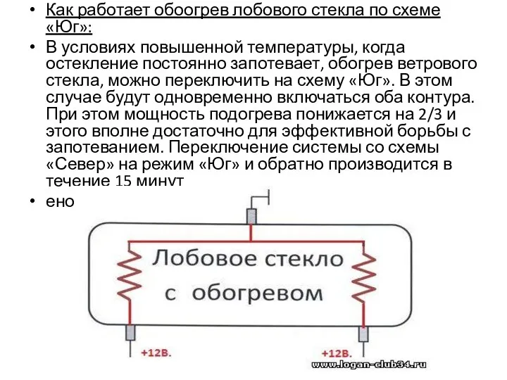 Как работает обоогрев лобового стекла по схеме «Юг»: В условиях повышенной