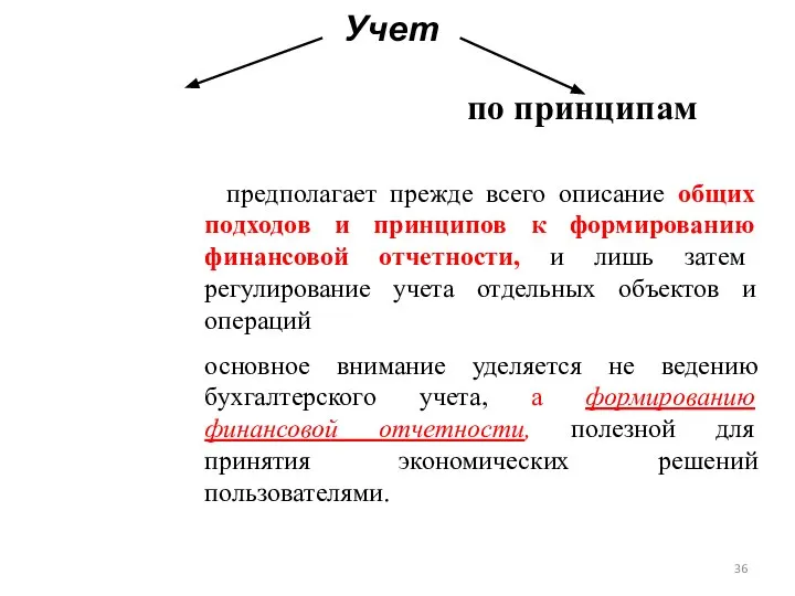 Учет по правилам (по инструкция) по принципам - предполагает прежде всего