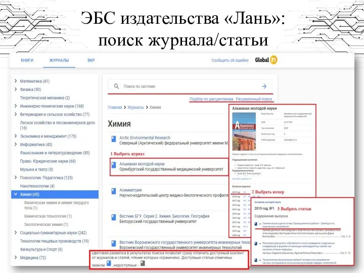 ЭБС издательства «Лань»: поиск журнала/статьи