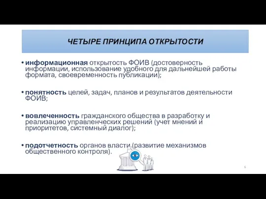 информационная открытость ФОИВ (достоверность информации, использование удобного для дальнейшей работы формата,