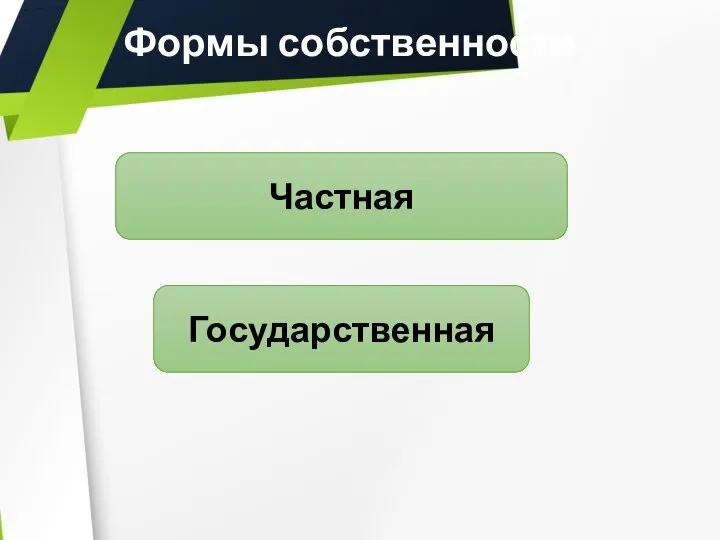 Формы собственности Частная Государственная