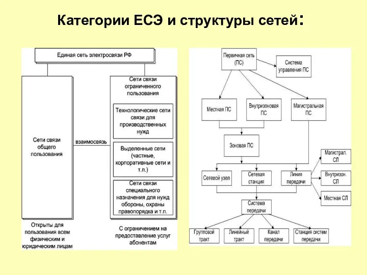 Категории ЕСЭ и структуры сетей: