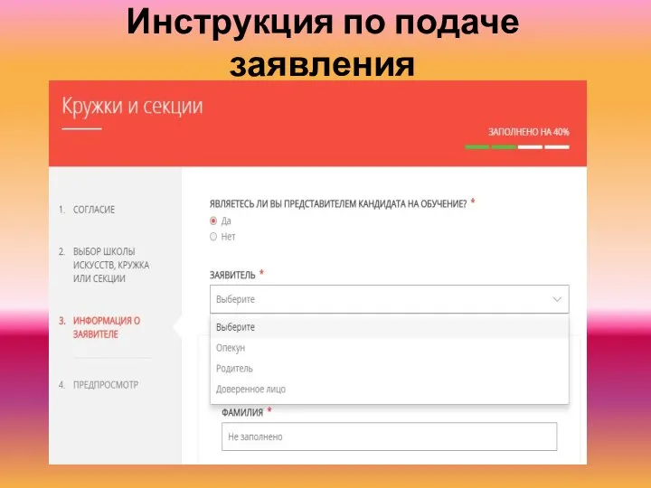 Инструкция по подаче заявления
