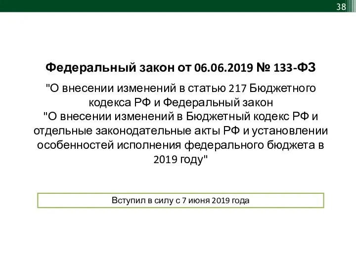 Федеральный закон от 06.06.2019 № 133-ФЗ "О внесении изменений в статью