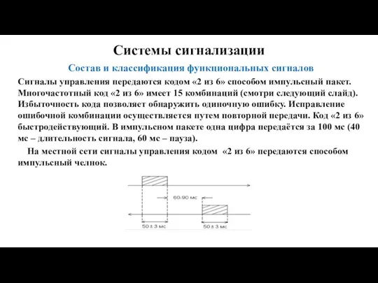 Системы сигнализации Состав и классификация функциональных сигналов Сигналы управления передаются кодом