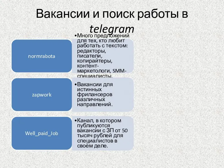 Вакансии и поиск работы в telegram normrabota Много предложений для тех,