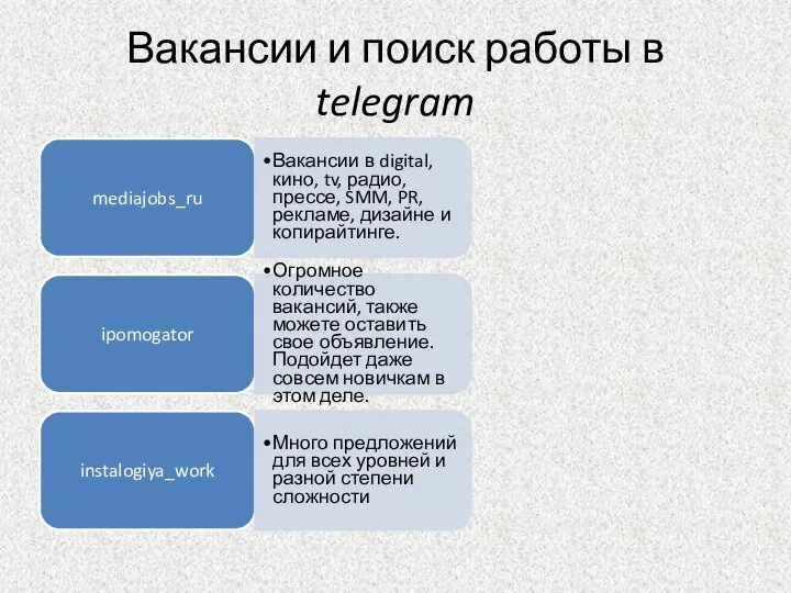 Вакансии и поиск работы в telegram mediajobs_ru Вакансии в digital, кино,