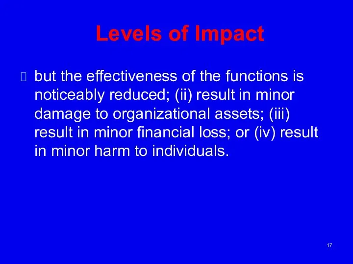 Levels of Impact but the effectiveness of the functions is noticeably