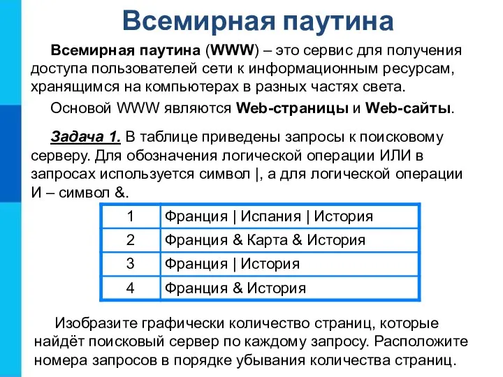 Всемирная паутина Всемирная паутина (WWW) – это сервис для получения доступа