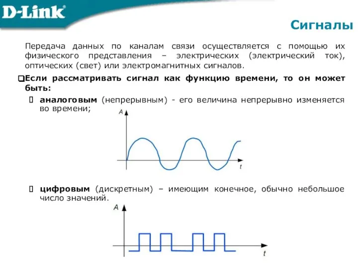 Передача данных по каналам связи осуществляется с помощью их физического представления