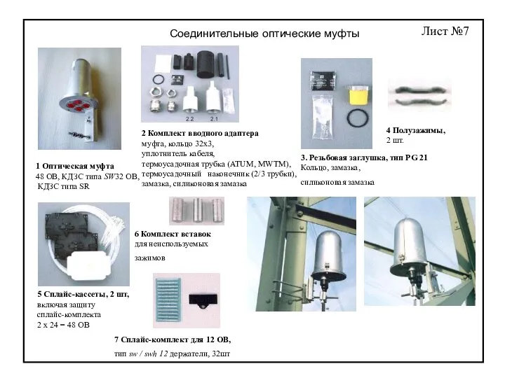 1 Оптическая муфта 48 ОВ, КДЗС типа SW32 ОВ, КДЗС типа