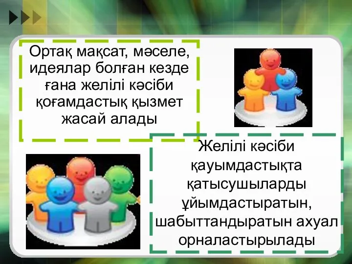 Ортақ мақсат, мәселе, идеялар болған кезде ғана желілі кәсіби қоғамдастық қызмет