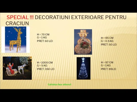 SPECIAL !!! DECORATIUNI EXTERIOARE PENTRU CRACIUN H = 70 CM G